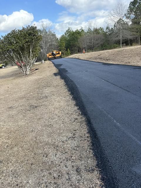 Fresh asphalt surface at a property